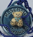 Artesania Rinconada 2002RosemontBearBlue Bear RARE Medallion 2002 Rosemont Blue