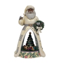 Jim Shore 6015454 Woodland Black Santa LED Scene Figurine