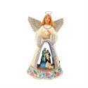 Jim Shore 6015513N Woodland Angel with LED Scene Figurine