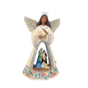 Jim Shore 6015520N Woodland Black Angel with LED Scene Figurine