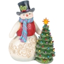 Jim Shore 6017016 Snowman with Vintage LED Tree Figurine