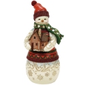 Jim Shore 6017038 Lodge Snowman Log Cabin Figurine