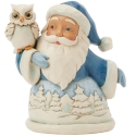 Jim Shore 6017274 Blue Santa with Owl Figurine