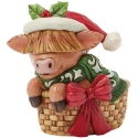 Jim Shore 6017278N Highland Cow in Basket Mini Figurine