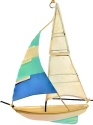 Kubla Crafts Capiz 1316CN Sailboat Capiz Ornament