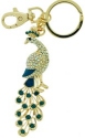 Kubla Crafts Bejeweled Enamel 1492B Articulated Peacock Key Ring