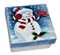 Kubla Crafts Capiz 1500HN Snowman and Cardinal Capiz Box