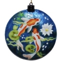 Kubla Crafts Capiz 1605DN Koi Disc Capiz Ornament