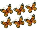 Kubla Crafts Capiz 1643M Set of 6 Monarch Butterfly Capiz Ornaments