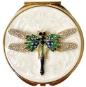 Kubla Crafts Bejeweled Enamel 1950 Enamel Dragonfly Compact Mirror