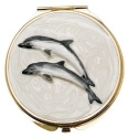 Kubla Crafts Bejeweled Enamel 1956B Dolphin Enamel Compact