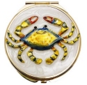 Kubla Crafts Bejeweled Enamel 1958B Enamel Blue Crab Compact Mirror