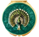 Kubla Crafts Bejeweled Enamel 1962B Enamel Peacock Compact Mirror