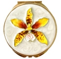 Kubla Crafts Bejeweled Enamel 1978B Enamel Orchid Compact Mirror