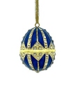 Kubla Crafts Bejeweled Enamel 2870B Jeweled Enamel Blue Egg Ornament