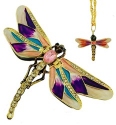 Kubla Crafts Bejeweled Enamel 3749MN Dragonfly Box and Necklace