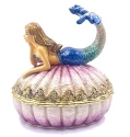 Kubla Crafts Bejeweled Enamel 4117N Mermaid on Shell Box