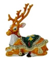 Kubla Crafts Bejeweled Enamel 4126B Sitting Reindeer Box