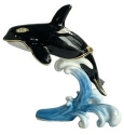 Kubla Crafts Bejeweled Enamel 4160N Orca Whale Box