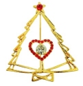 Kubla Crafts Bejeweled Enamel 44500LN Gold Christmas Tree and Heart Brooch