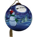 Ne'Qwa Art 7241111 Snowman Watching Santa Fly Ornament