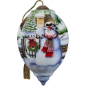 Ne'Qwa Art 7241113N Snowman by Gate and House Ornament