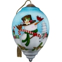 Ne'Qwa Art 7241115i Snowman with Candy Cane and Cardinals Ornament