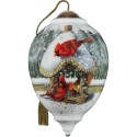 Ne'Qwa Art 7241125N Ltd Ed Cardinals on Birdfeeder Ornament