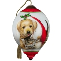 Ne'Qwa Art 7241143N Puppy and Kitten with Santa Hat Ornament