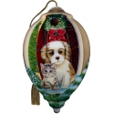 Ne'Qwa Art 7241145N Puppy and Kitten by Front Door Ornament