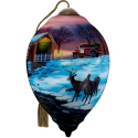 Ne'Qwa Art 7241147N Deer and Truck by Covered Bridge Ornament