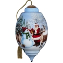 Ne'Qwa Art 7251101N Ltd Ed Santa and Snowman with Reindeer Ornament