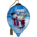 Ne'Qwa Art 7251115N Boy Giving Cocoa To Snowman Ornament