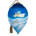 Ne'Qwa Art 7251123N Angel with Horn Flying Over Town Ornament