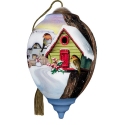 Ne'Qwa Art 7251127N European Robins On Birdhouse Ornament