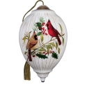 Ne'Qwa Art 7251129N Cardinal Couple with Holly Ornament