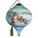 Ne'Qwa Art 7251137N Bunnies in the Snow Ornament