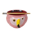 Our Name Is Mud 6016818 Flamingo Ramen Bowl with Chopsticks