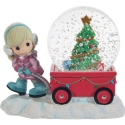 Precious Moments 231404 Girl with Red Christmas Wagon Musical Snow Globe