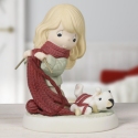 Precious Moments 241036 Girl Knitting with Kitten Unwinding It Figurine