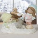 Precious Moments 241037 Couple and Dogs Silly Sled Crash Figurine