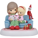 Precious Moments 241042 Elf on the Shelf Mom and Daughter Reading Figurine