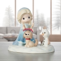 Precious Moments 242009 Disney Girl as Elsa Dressing Dog As Sven Figurine