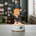 Precious Moments 242103G Graduation Red Haired Girl with Black Gown Throwing Hat Musical