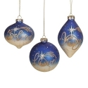 Roman Holidays 134764N Set of 3 Blue Glass Ornaments