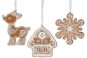 Roman Holidays 134863 Set of 3 Gingerbread Style Ornaments