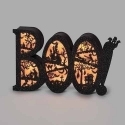 Roman Holidays 135017 LED Boo Sign with Bats Ghost Black Glitter