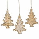 Roman Holidays 135119 3 Assorted Tree Ornaments White Gold and Glitter