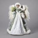 Roman Holidays 135250 Green Angel Treetopper With White Velvet Dress