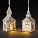 Roman Holidays 136105 Set of 2 Lighted Victorian Church Ornaments